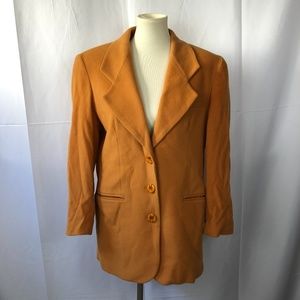 Express CASHMERE Wool Mustard Yellow Peacoat Small